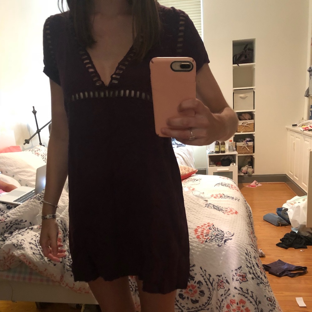 Dark purple tobi mini dress with cutout design